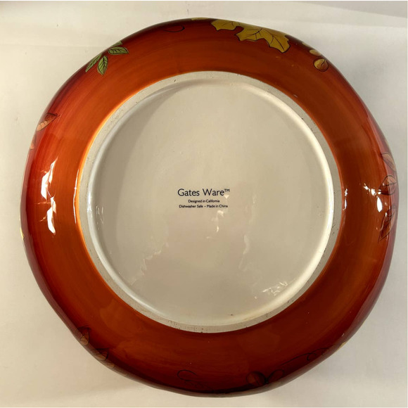 Laurie GatesWare X-Large Autumn Fall Decor Scalloped Edge Punch ServingBowl 13" - Picture 6 of 7